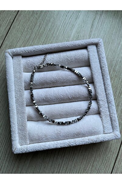 Pel Design Hematite Stone Men's / Unisex Bracelet with Handmade Steel Apparatus