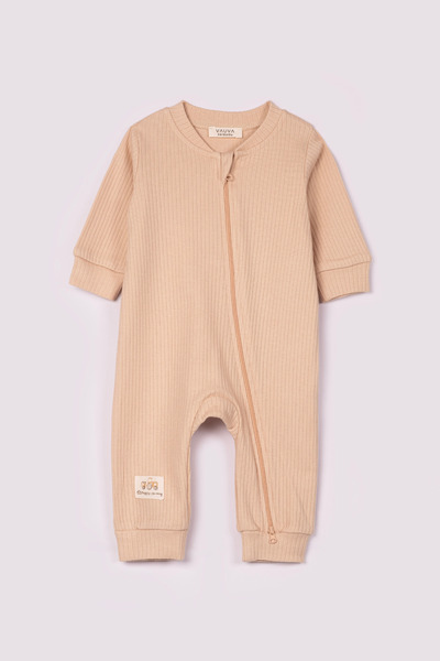 VAUVA 100% Cotton Camisole Baby Romper - Double-Way Zipper Ribbed Newborn Sle...