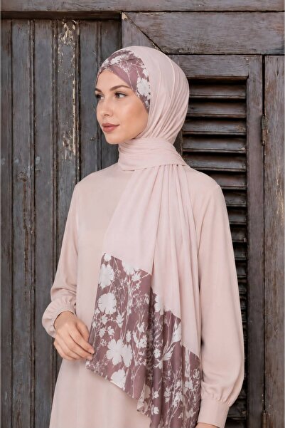 Differenza Twill Rose Scarf Combed Cotton Shawl - Pastel Powder