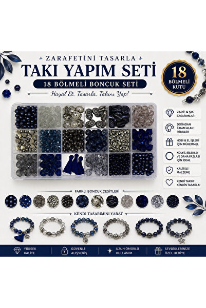 By MO Accessories 🌙 Gece Işıltısı – 18 Bölmeli Takı Yapım Boncuk Seti