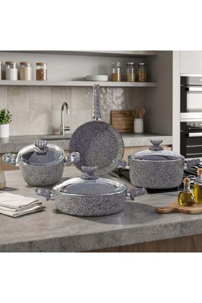 chef's delight Alfa 7-Piece Swiss Stone Granite Cookware Set, Kitchen Cookwar...