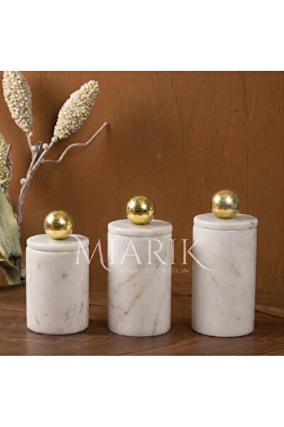MIARIK DESIGN & DEKORASYON Dekoratif Beyaz Mermer Gold Renk Disko Top Aksesua...