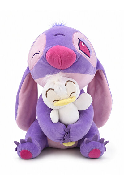farddad Stitch Tarzı Kucağında Minik Ördekli Peluş Oyuncak, Yumuşak Uyku Arka...