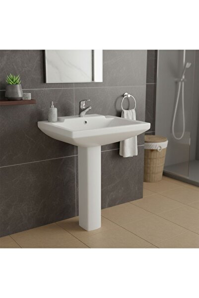 Milano White Wash Basin With Pedestal Model 469 For Bathroom Installation