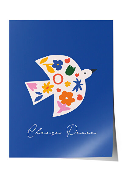 Zestia Modern Premium Poster, Flowering Peace Dove, with Choose Peace Written...