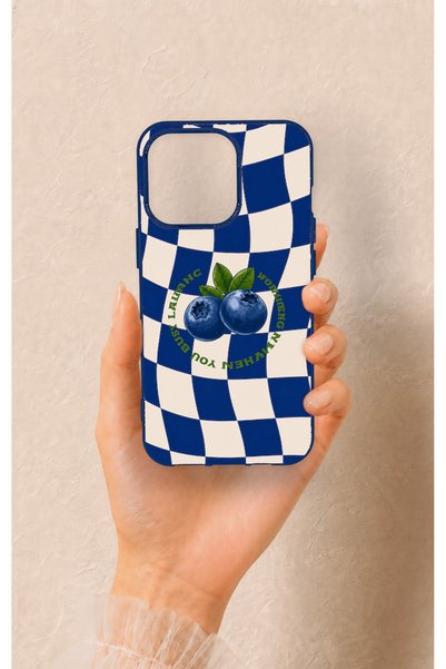 Vip Case iPhone 13 Pro Compatible Blueberry Patterned Silicone Case