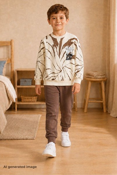 Zaziko Kids Boy's Tie-Dye Patterned School Nursery and Daily Tracksuit Set Esf7037