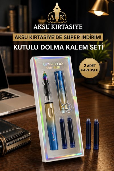 Kids Like Lingfeng Kutulu Dolma Kalem Seti – 2 Adet Mürekkep Kartuşlu, Renkli...