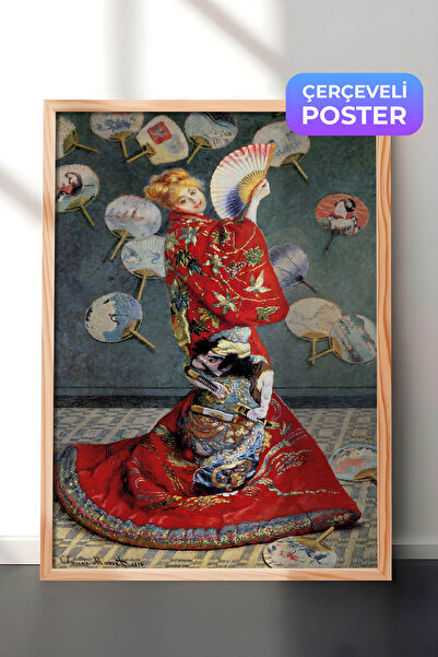 Zestia Pictură murală Claude Monet înrămată în lemn, La Japonaise, Femeie în ...