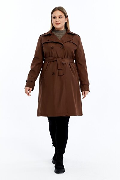Jamila Medium Size Women's Large Size Seasonal Trench Coat