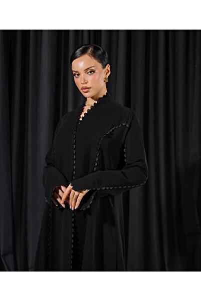 OMES Abaya with a veil with inserts with cloche cuts, black nada fabric - siz...