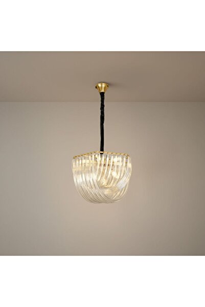 Danube Home Orbis Modern Chandelier Glass And Metal Clear 3-Color Dimmable 60 cm