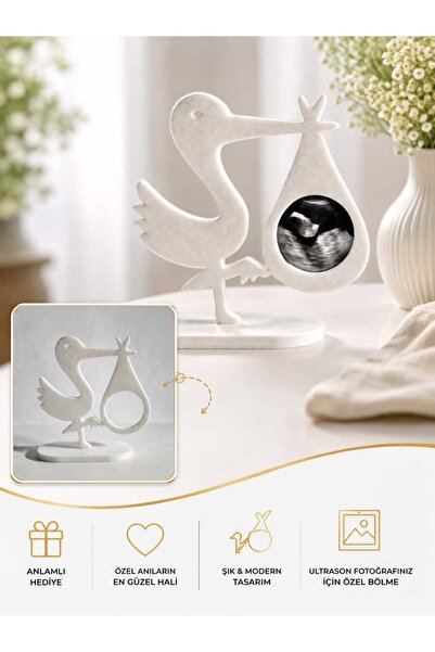 Mate&Co Leylek Biblo Ultrason Fotoğraf Çerçevesi Hamilelik Anı Hediyesi