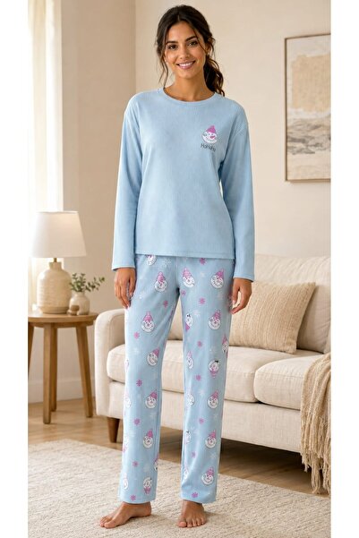 Pemilo Women's 8811-6 Berlin Long Sleeve Zero Collar Pajama Set