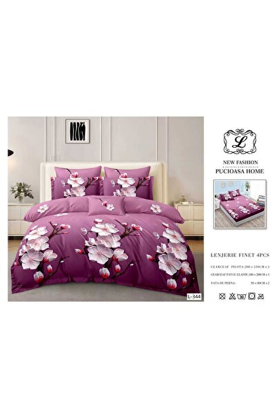 RMR textile Lenjerie de pat finet 4 piese in diverse modele si culori cu husa...
