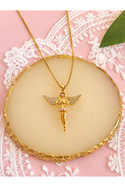 FLAWSOME JEWELRY STORE Angel Zircon Stone Gift Necklace, Tarnish-Resistant Steel