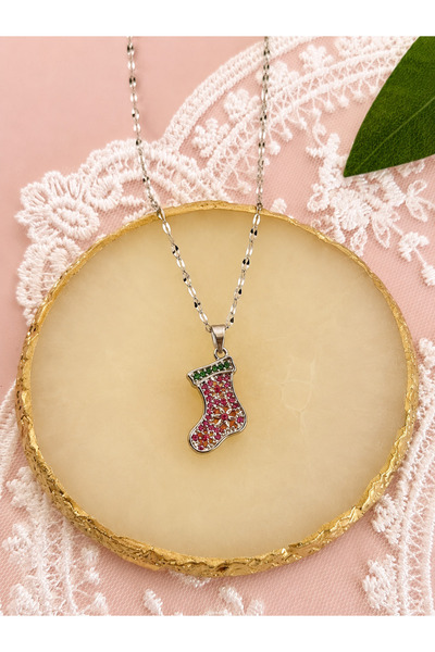 FLAWSOME JEWELRY STORE Christmas Gift Sock Shaped Colorful Zircon Stone Steel...