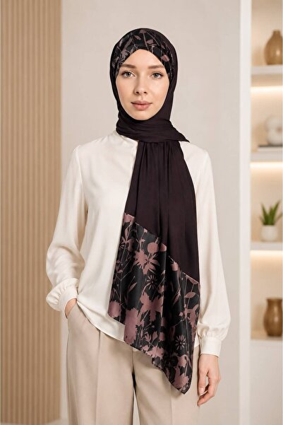 Differenza Twill Rose Scarf Combed Cotton Shawl - Bitter Brown