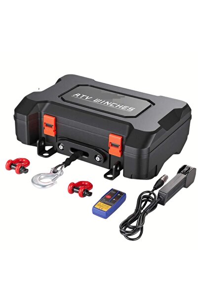 OMS Troliu electric portabil, alimentare 12 V CC, franghie sintetica, Telecom...