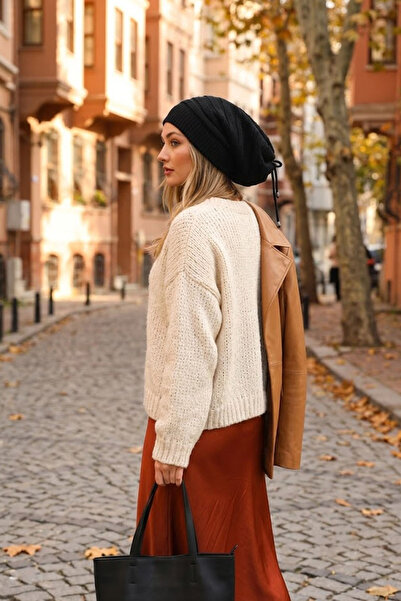 Ritagarcia Women's Drawstring Backless Loose Knitwear Beanie - Flowy Winter B...