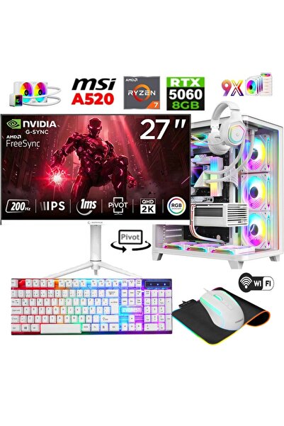 Apphirex Diamond W56 Ryzen 7 5700X 16GB Ram 512GB M2 SSD RTX5060 27'' 200Hz Q...