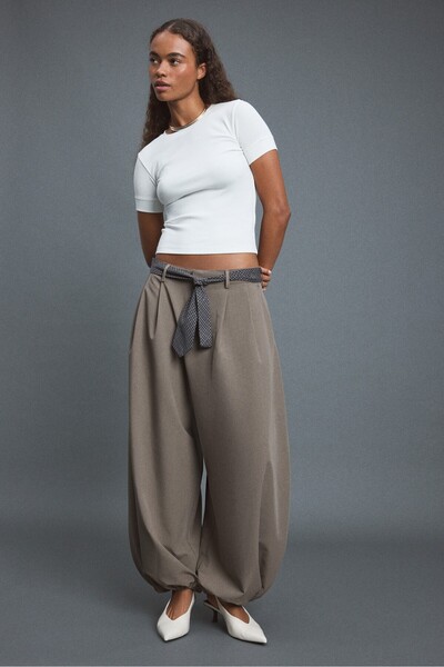 Stradivarius Kravat detaylı şalvar pantolon