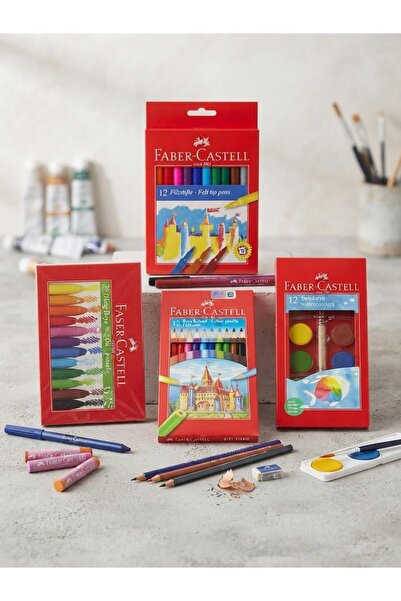 tüftürük OKUL SETİ 12'Lİ PASTEL BOYA - 12'Lİ KURU BOYA - 12'Lİ KEÇELİ KALEM -...