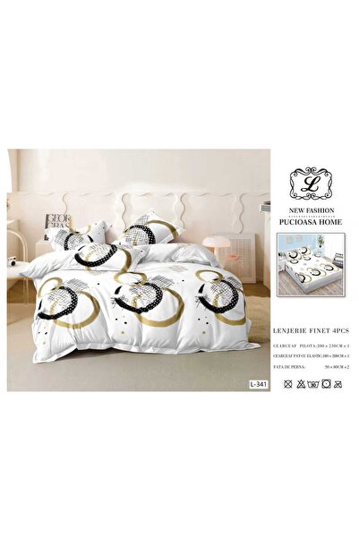 RMR textile Lenjerie de pat finet 4 piese in diverse modele si culori cu husa...