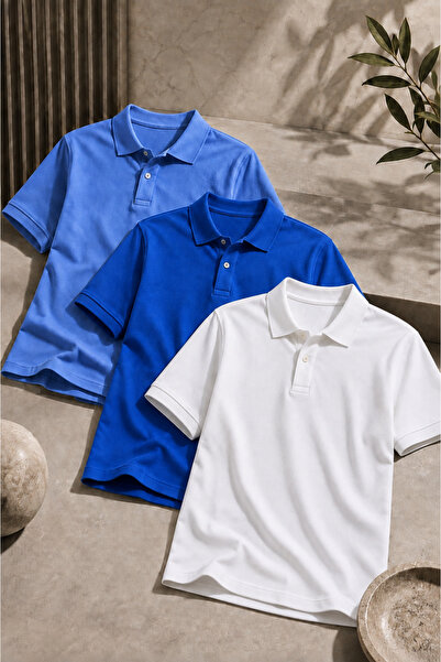 COMBİNE MİCHAİL Men's Short Sleeve 3-Piece School Style T-Shirt
