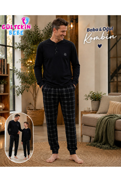 Tarık İnterlok Kumaş Robalı Baba Oğul Pijama Takımı Kombini M-2XL-TA4430690