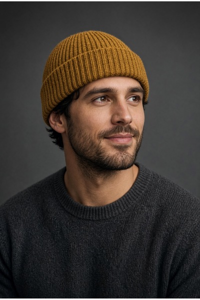 Mollycrush Unisex Winter Knitwear Mustard Beanie |   Plain Basic Knitted Bean...