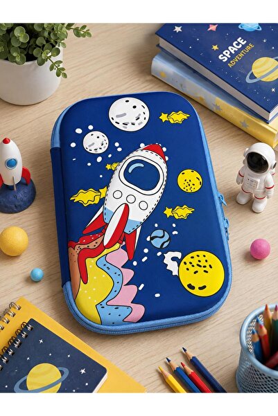 BABUN Boy's Pencil Case Large Size Zippered Pencil Case 3D Astronaut and Ufo ...