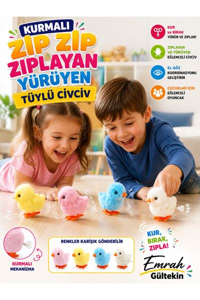Emrah Gültekin Kurmalı Zıp Zıp Zıplayan Yürüyen Tüylü Civciv Eğlenceli Çocuk ...