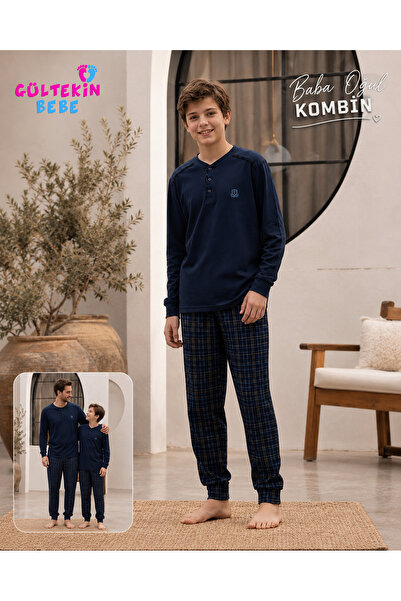 Tarık İnterlok Kumaş Robalı Gez Boy Erkek Pijama Takımı 11-16 Yaş -TA4433470 - LACİVERT