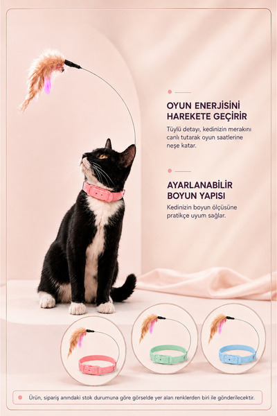 Genel Markalar Telli Tüylü Oyuncaklı Kedi Boyun Tasması