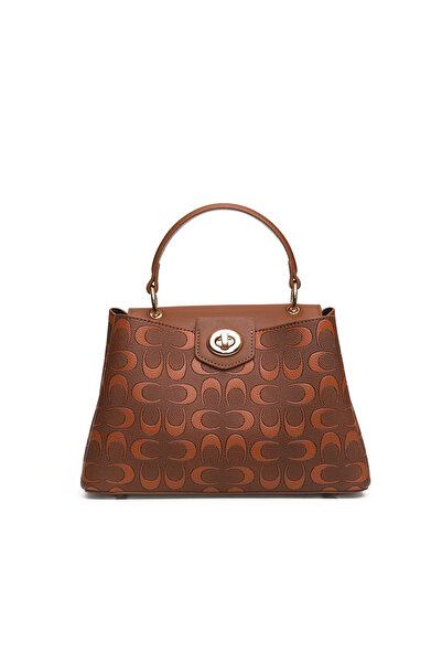 Generic Brand Women’s Leather Handbag – Elegant Patterned Top Handle Bag with...
