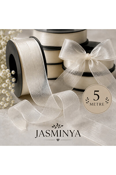 Jasminya 2,5 Cm Eninde 5 Metre Uzunluğunda Krem Keten Nopeli Kurdele , Bohça ...