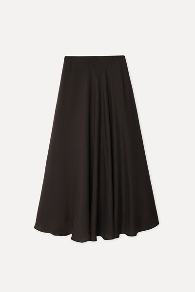 Mudo Women's Brown A-Form Midi Skirt