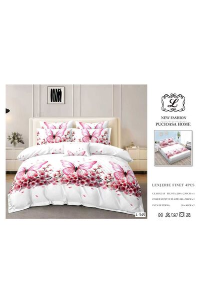 RMR textile Lenjerie de pat finet 4 piese in diverse modele si culori cu husa...