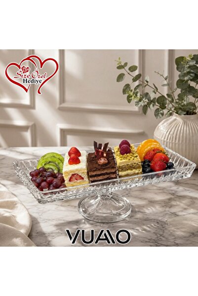 VUAO Glass Presentation Plate with Stand 26X15 cm Glass Cake Stand Stylish Fr...