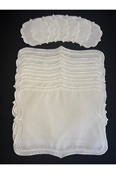 Smiling Home Set de 12 piese de culoare ecru, 6 bucăți model Ivy toxic pentru...