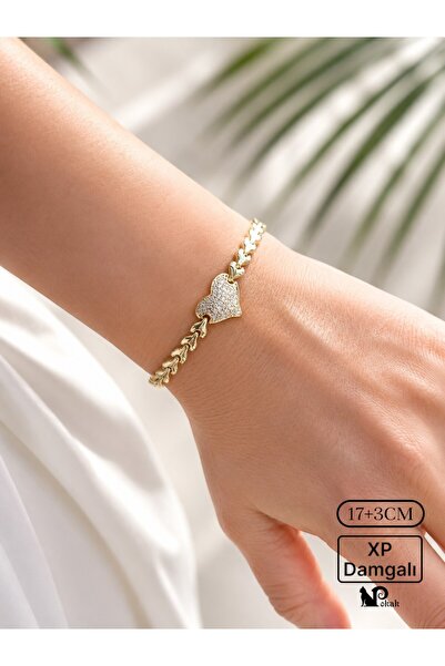 POKAK Xuping Jewelry 14k Altın Kaplama Zirkon Taşlı Kalp Bileklik Xuping Uzat...