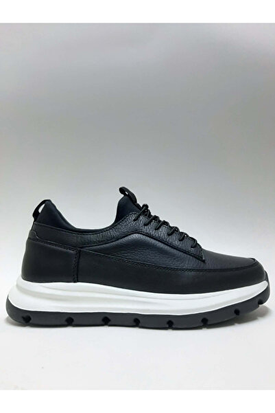 Roccia Genuine Leather Black Smart Lace-Up Lightweight Faylon Sole Comfortabl...