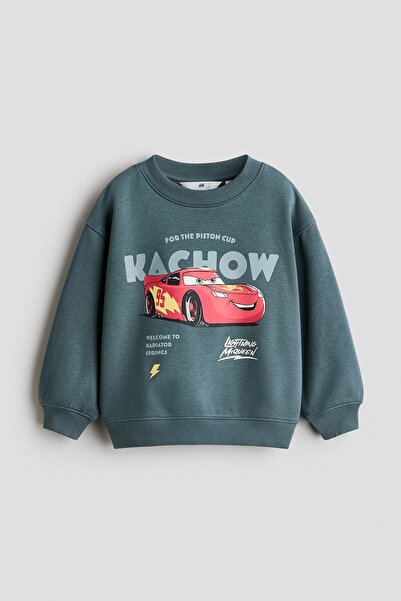H&M Baskılı ve İçi Tüylü Sweatshirt
