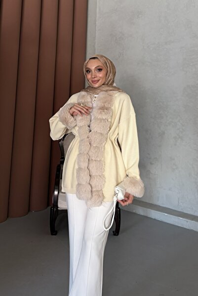 Riella BUTİK Musrati Kürk Detaylı Tesettür Hırka