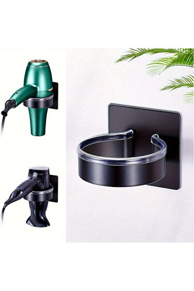 Choice1 Black No Drill Wall Mounted Hair Dryer Bracket Space Saving Aluminum ...