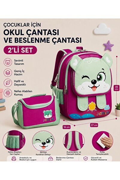senacacollection Anasınıfı ve 1.Sınıf Çantası Seti (Büyük Defter Sığar)