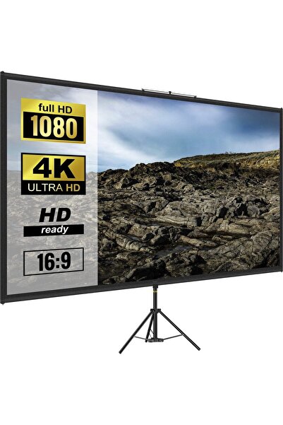 OMS Ecran de proiectie cu trepied 100 inch, 4K Ultra HD, portabil, 16:9, Mate...