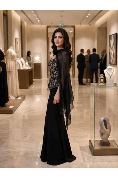 antil fashion فستان نسائي اسود انيق بتصميم كورسيه