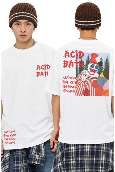 Fuddy Moda Tricou unisex supradimensionat Acid Bath cu imprimeu pe spate și d...